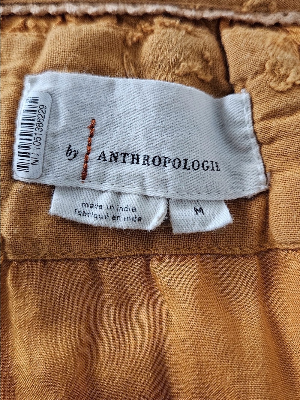 Anthropologie Women’s M Somerset Mini Dress Orange Textured Cotton Boho Chic - Picture 5 of 5